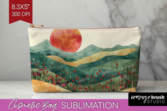 Boho Landscape Cosmetic Bag - Minimalist Makeup Bag PNG Product Image 1