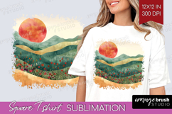 Boho Landscape Square Tshirt Background - Minimalist PNG Product Image 1
