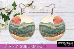 Boho Landscape Round Earring Sublimation, Minimalist Earring Product Image 1