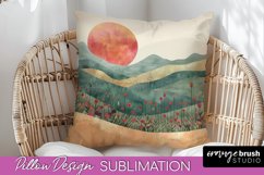 Boho Pillow Cover - Minimalist Landscape Pillow Sublimation Product Image 1
