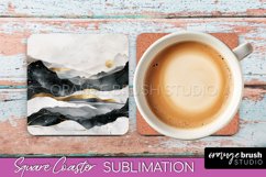Boho Square Coaster Sublimation - Minimalist Landscape PNG Product Image 1