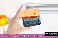 Boho Magnet Sublimation, Minimalist Landscape Magnet Design Product Image 1
