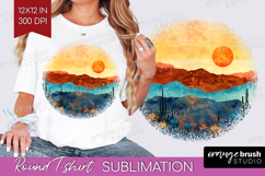 Boho Landscape Round Tshirt Background - Minimalist PNG Product Image 1