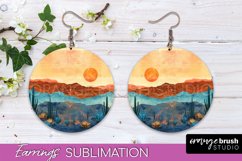 Boho Landscape Round Earring Sublimation, Minimalist Earring Product Image 1