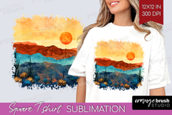 Boho Landscape Square Tshirt Background - Minimalist PNG Product Image 1