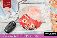 Boho Landscape Car Coaster - Minimalist Coaster PNG Product Image 1