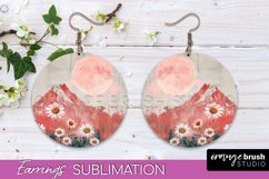 Boho Landscape Round Earring Sublimation, Minimalist Earring Product Image 1