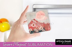 Boho Magnet Sublimation, Minimalist Landscape Magnet Design Product Image 1