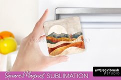 Boho Magnet Sublimation, Minimalist Landscape Magnet Design Product Image 1