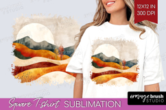 Boho Landscape Square Tshirt Background - Minimalist PNG Product Image 1