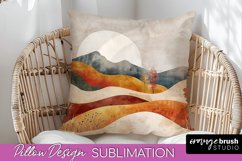 Boho Pillow Cover - Minimalist Landscape Pillow Sublimation Product Image 1
