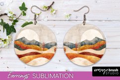 Boho Landscape Round Earring Sublimation, Minimalist Earring Product Image 1