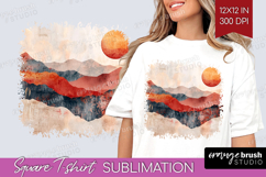 Boho Landscape Square Tshirt Background - Minimalist PNG Product Image 1