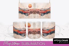 Boho Mug Wrap - Minimalist Landscape Mug Sublimation Design Product Image 1