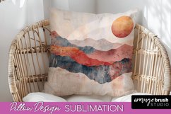 Boho Pillow Cover - Minimalist Landscape Pillow Sublimation Product Image 1