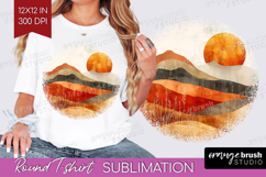 Boho Landscape Round Tshirt Background - Minimalist PNG Product Image 1