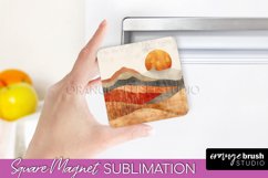 Boho Magnet Sublimation, Minimalist Landscape Magnet Design Product Image 1