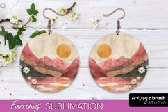 Boho Landscape Round Earring Sublimation, Minimalist Earring Product Image 1