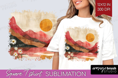 Boho Landscape Square Tshirt Background - Minimalist PNG Product Image 1