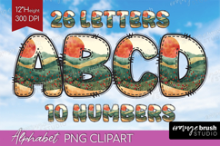 Abstract Boho Doodle Aphabet Clipart - Nature Letters PNG Product Image 1