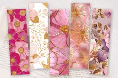 Pink &amp; Gold Flowers PNG Bookmark Sublimation Designs Product Image 2