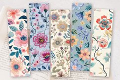 Pastel Embroidery Flowers PNG Bookmark Sublimation Designs Product Image 2