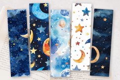 Watercolor Space Sky Moon Stars PNG Bookmark Sublimation Des Product Image 2