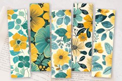 Yellow Teal Flowers PNG Bookmark Sublimation Designs Product Image 2
