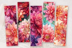 Watercolor Dahlia Flowers PNG Bookmark Sublimation Designs Product Image 2