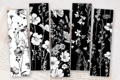 Wildflowers Black White PNG Bookmark Sublimation Designs Product Image 2