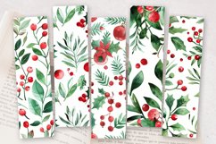 Red Green Watercolor Christmas PNG Bookmark Sublimation Desi Product Image 2