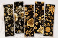Gold Flowers Embroidery PNG Bookmark Sublimation Designs Product Image 2