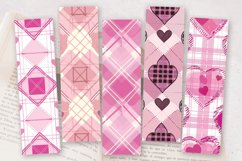 Pink Hearts Plaid PNG Bookmark Sublimation Designs Product Image 2