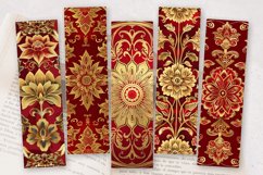 Red &amp; Gold Embroidery PNG Bookmark Sublimation Designs Product Image 2
