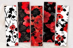 Red &amp; Black Flowers PNG Bookmark Sublimation Designs Product Image 2