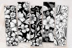 Black and White Floral PNG Bookmark Sublimation Designs Product Image 2