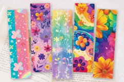 Pretty Rainbow Floral PNG Bookmark Sublimation Designs Product Image 2