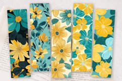 Yellow &amp; Teal Flowers PNG Bookmark Sublimation Des Product Image 2