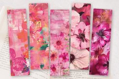 Pink Mixed Media Flowers PNG Bookmark Sublimation Designs Product Image 2