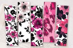 Pink &amp; Black Flowers PNG Bookmark Sublimation Designs Product Image 2