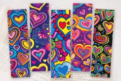 Cute Groovy Romantic Hippie Hearts PNG Bookmark Sublimation Product Image 2