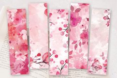 Pink Watercolor Floral PNG Bookmark Sublimation Designs Product Image 2