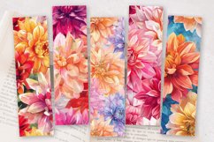 Watercolor Dahlia Flowers PNG Bookmark Sublimation Designs Product Image 2