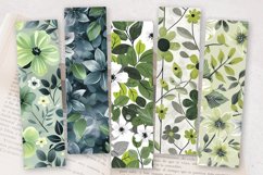 Green &amp; Grey Flowers PNG Bookmark Sublimation Designs Product Image 2