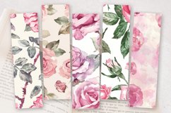 Watercolor Pink Roses PNG Bookmark Sublimation Des Product Image 2