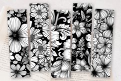 Black and White Floral PNG Bookmark Sublimation Designs Product Image 2