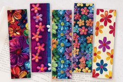 Rainbow Knitted Flowers PNG Bookmark Sublimation Designs Product Image 2
