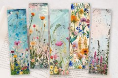 Mixed Media Wildflowers PNG Bookmark Sublimation Designs Product Image 2