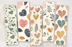 Vintage Cottagecore Hearts Leaves PNG Bookmark Sublimation Product Image 2