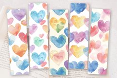 Soft Watercolor Pastel Multicolor Hearts PNG Bookmark Sublim Product Image 2